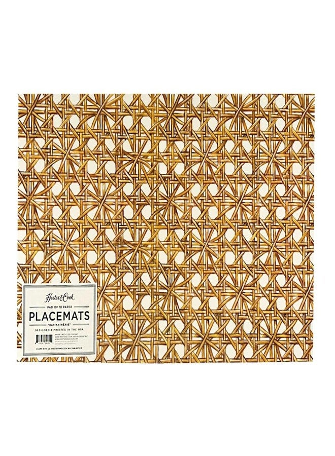 Hester & Cook Rattan Paper Placemats for Dining Table - Disposable Square Place Mats for Parties - 18 Sheets Per Pad American Made - Image 1