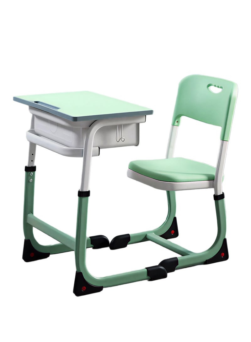 بيت الشاي مجموعة مكتب دراسة وكرسي للأطفال بارتفاع قابل للتعديل، طاولة كتابة متعددة الوظائف للطلاب في المدرسة للأطفال، طاولة دراسة وكراسي للأولاد والبنات مع درج تخزين - Image 1