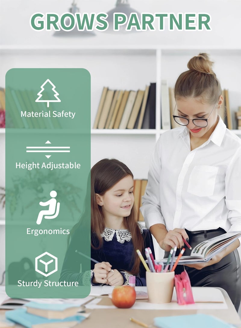 HomKawt Adjustable Height Kids Study Desk and Chair Set, Multifunctional School Student Writing Desk Table for Children, Study Table & Chairs for Boys and Girls with Drawer Storage - Image 5