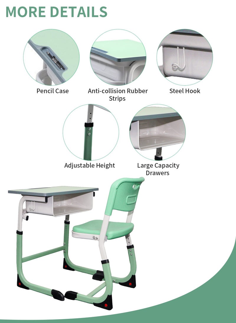 HomKawt Adjustable Height Kids Study Desk and Chair Set, Multifunctional School Student Writing Desk Table for Children, Study Table & Chairs for Boys and Girls with Drawer Storage - Image 4