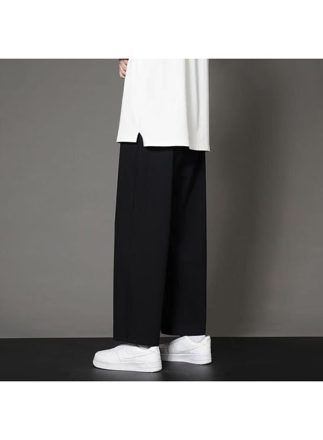 Foss Phil Straight-leg Pants For Men, Spring And Summer Thin Style, Loose-fitting Casual Trousers With Drape, Men's Style 9066, Black, 4XL - Image 1