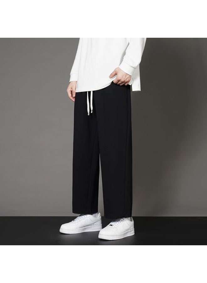 Foss Phil Straight-leg Pants For Men, Spring And Summer Thin Style, Loose-fitting Casual Trousers With Drape, Men's Style 9066, Black, 4XL - Image 2