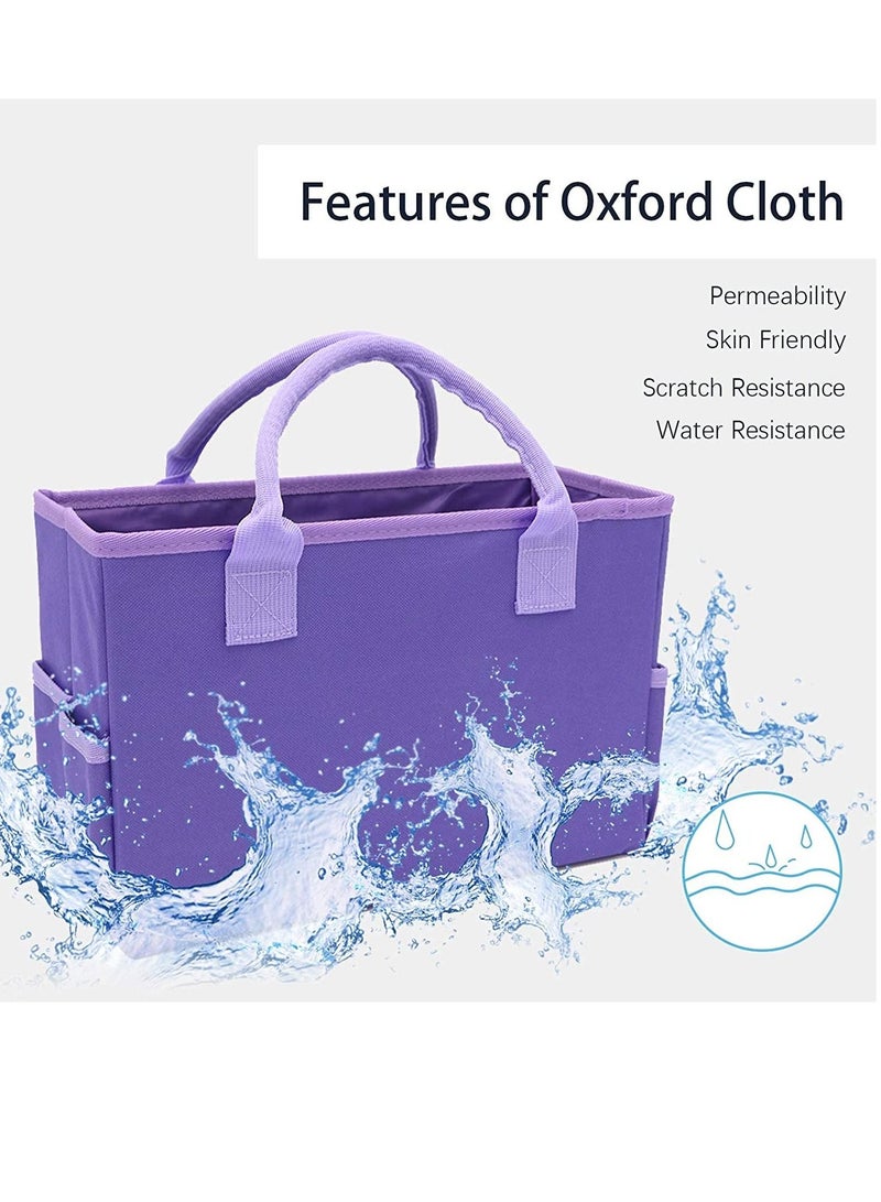 Excefore Organizer Storage Tote Bag for Art and Craft Supplies with Pockets, Purple Oxford Tote Bag for Artist, Kid, Teacher  - Image 3