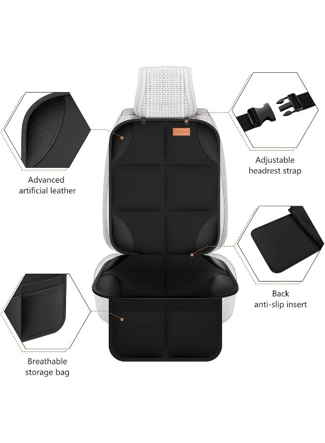 smartelf Car Seat Protector, 2Pack Seat Protector Protect Child Seats with Thickest Padding and Non-Slip Backing Mesh Pockets for Baby and Pet,Sedan SUV Truck (Black) - Image 2