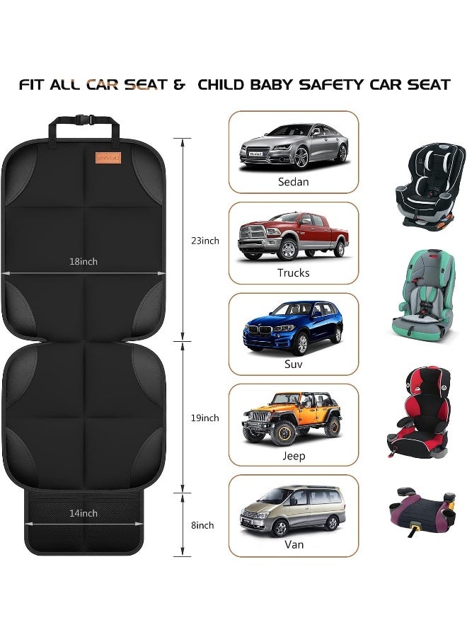 smartelf Car Seat Protector, 2Pack Seat Protector Protect Child Seats with Thickest Padding and Non-Slip Backing Mesh Pockets for Baby and Pet,Sedan SUV Truck (Black) - Image 3