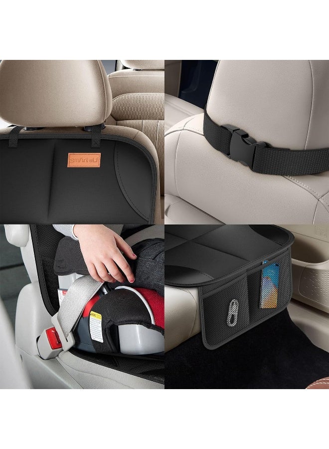 smartelf Car Seat Protector, 2Pack Seat Protector Protect Child Seats with Thickest Padding and Non-Slip Backing Mesh Pockets for Baby and Pet,Sedan SUV Truck (Black) - Image 5