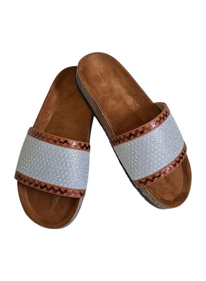 Karisma Cork And Latex Suede Lining Footbed, Soled Slippers Style With Simple Strap - Image 1