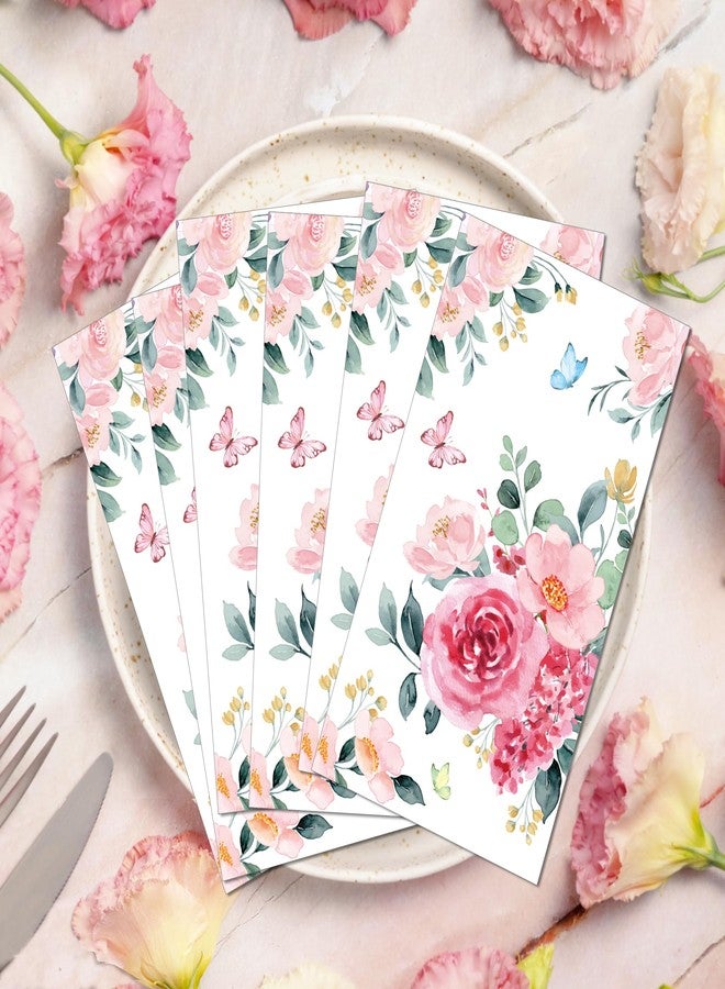 SmilerSmile 40pcs Floral Paper Napkins Watercolor Floral Guest Napkins Vintage Wild Flower Disposable Hand Towels Flower Decorative Paper for Bathroom Wedding Birthday Party/Rose - Image 3