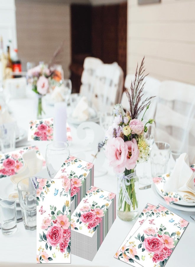 SmilerSmile 40pcs Floral Paper Napkins Watercolor Floral Guest Napkins Vintage Wild Flower Disposable Hand Towels Flower Decorative Paper for Bathroom Wedding Birthday Party/Rose - Image 4