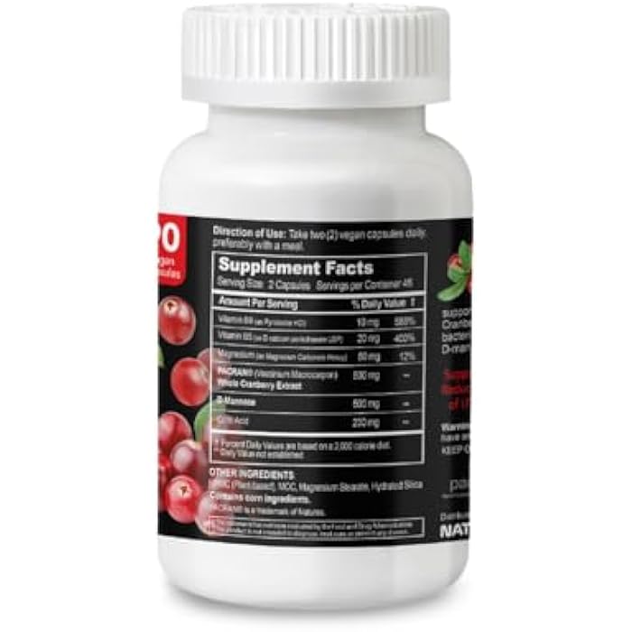 NATURION Cranberry Premium - Urinary Tract Support with PACRAN Cranberry Extract & D-Mannose, 500mg - 90 Vegan Capsules, 45 Day Supply - Image 3