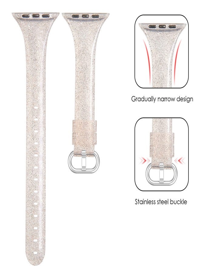 SWEES Compatible with Apple Watch Bands 42mm (Series 10) 41mm 38mm 40mm, Shiny Glitter Silicone Soft Slim Small Sport Replacement Strap Compatible for iWatch Series 10 9 8 7 6 5 4 3 2 1 SE Women - Image 3