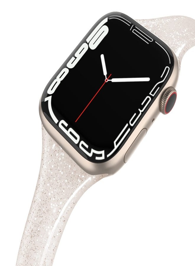 SWEES Compatible with Apple Watch Bands 42mm (Series 10) 41mm 38mm 40mm, Shiny Glitter Silicone Soft Slim Small Sport Replacement Strap Compatible for iWatch Series 10 9 8 7 6 5 4 3 2 1 SE Women - Image 1