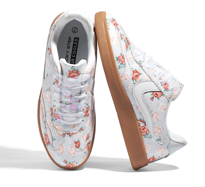 LUCKY STEP Women's Classic Fashion Casual Sneakers Skate Shoes No Slip Lace Up Walking Shoes(10 M US P Cyan) - Image 1
