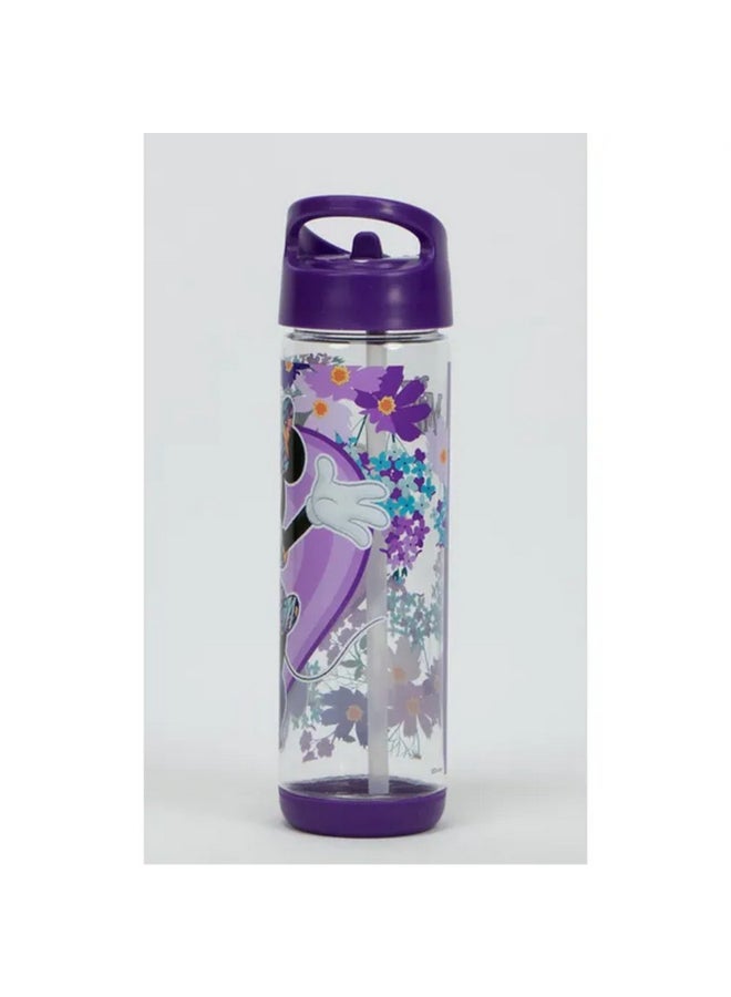 SunCe Disney Minnie Mouse Plastic Water Bottle with Straw Purple and Black 500 ml SUNS-4300DMA  - Image 2