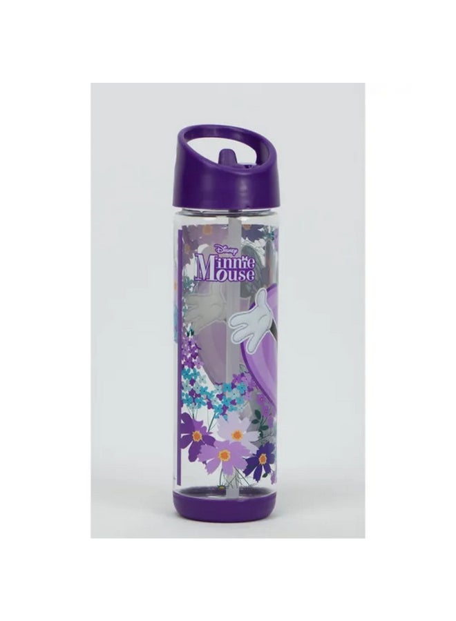 SunCe Disney Minnie Mouse Plastic Water Bottle with Straw Purple and Black 500 ml SUNS-4300DMA  - Image 4