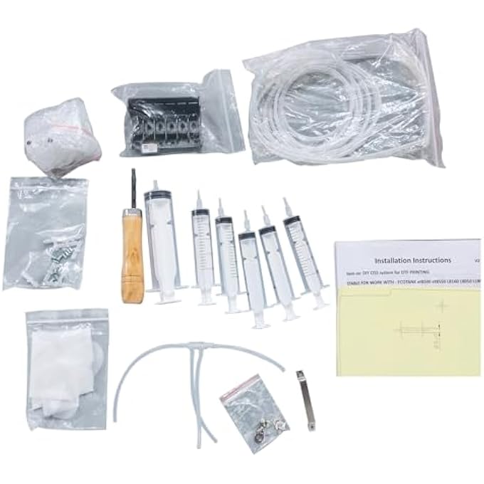 SUITABLE FOR CISS DTF WHITE INK CIRCULATION SYSTEM, ET8550 L805 DTF PRINTER WASTE INK COLLECTOR TOOLS INCLUDE (SYRINGE, PERFORATION TOOL, INK BAG, SPARE PIPELINE, GLOVES, PRINT HEAD COVER, ETC)