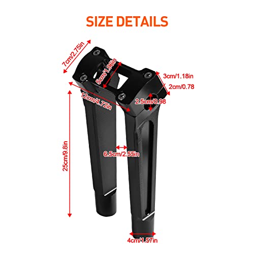 Goldfire Harley Handlebar Risers Straight Motorcycle Tall Handle Bar Riser Extension Kit Fit For Harley Universal 1 inch Handlebars M8 Softail Street Bob Breakout 2018-2022 Lowrider ST (Black, 10") - Image 4