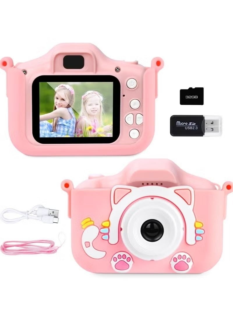 Kids Camera Toys for 3-12 Years Old Girls Children Digital Video Camera with Cute Silicone Cover Portable Child Unicorn Toy Birthday Gifts for Toddler Age 3 4 5 6 7 8 9 (Pink) - Image 1