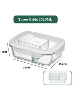 XiuWoo 2 Piece High Borosilicate Glass Microwaveable Large Lunch Boxes Divider Fruit Lunch Box 1520ml and 1520ml  - Image 3