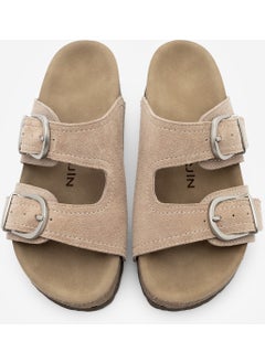 MARJIN Women's Leather Double Banded Cork Sole Casual Slippers Zenpa  - Image 4