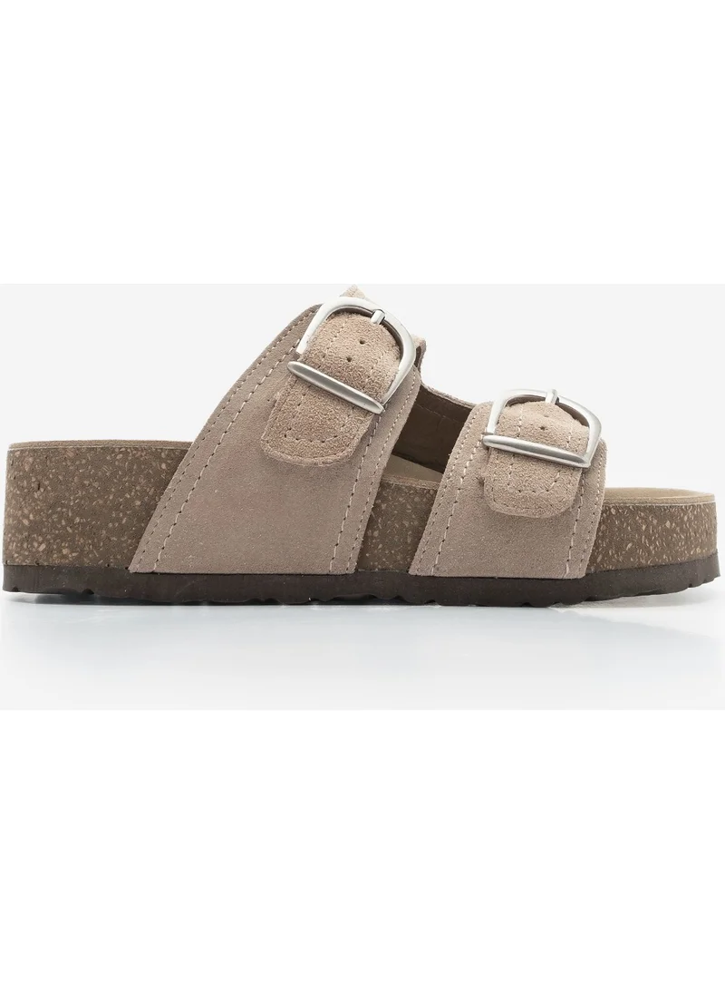 مارجين Women's Leather Double Banded Cork Sole Casual Slippers Zenpa