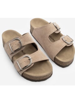 MARJIN Women's Leather Double Banded Cork Sole Casual Slippers Zenpa  - Image 3