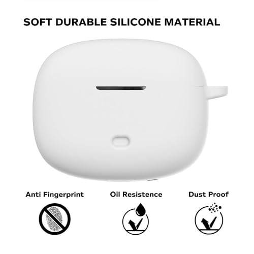 Sounce Earphone Case Cover Compatible for Boat Nirvana Ion, Soft Silicone Skin Case Cover Shock-Absorbing Protective Case with Keychain [Front LED Visible](White) - Image 5