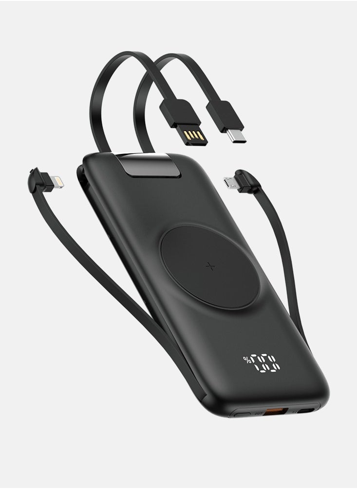 GULFLINK - Large Capacity Portable Fast Charger Power Bank With Led Display Built in Cable 10000mah Black - Image 1