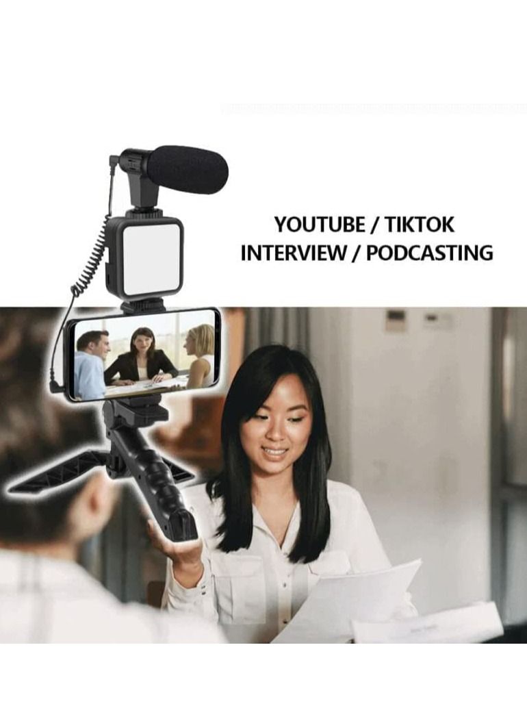 Smartphone & Camera Vlogging Studio Kits Video Shooting Photography Suit with Microphone LED Fill Light Mini Tripod  - Image 2