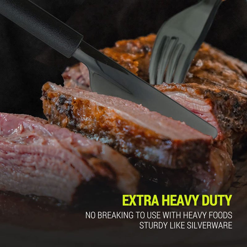 SupplyTuff 3X Heavy Duty Plastic Knives Individually Wrapped  Sturdy Like Silverware  100 Pack Black Disposable Plastic Knives Bulk  Packaged To-Go Utensil Set  Perfect for Restaurant  Take Out and Catering.  - Image 2