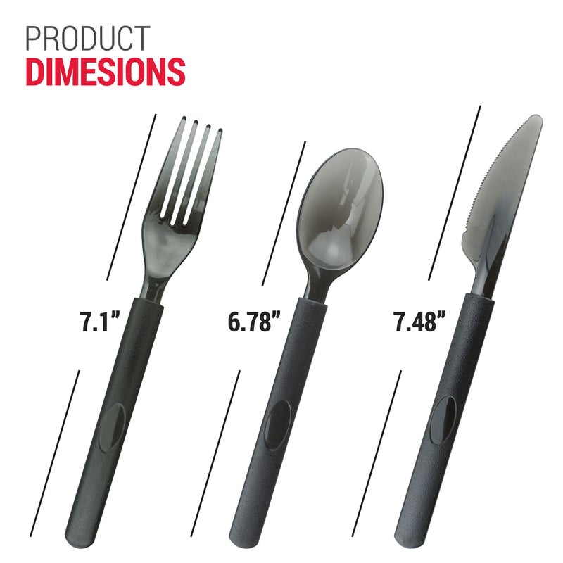 SupplyTuff 3X Heavy Duty Plastic Knives Individually Wrapped  Sturdy Like Silverware  100 Pack Black Disposable Plastic Knives Bulk  Packaged To-Go Utensil Set  Perfect for Restaurant  Take Out and Catering.  - Image 4