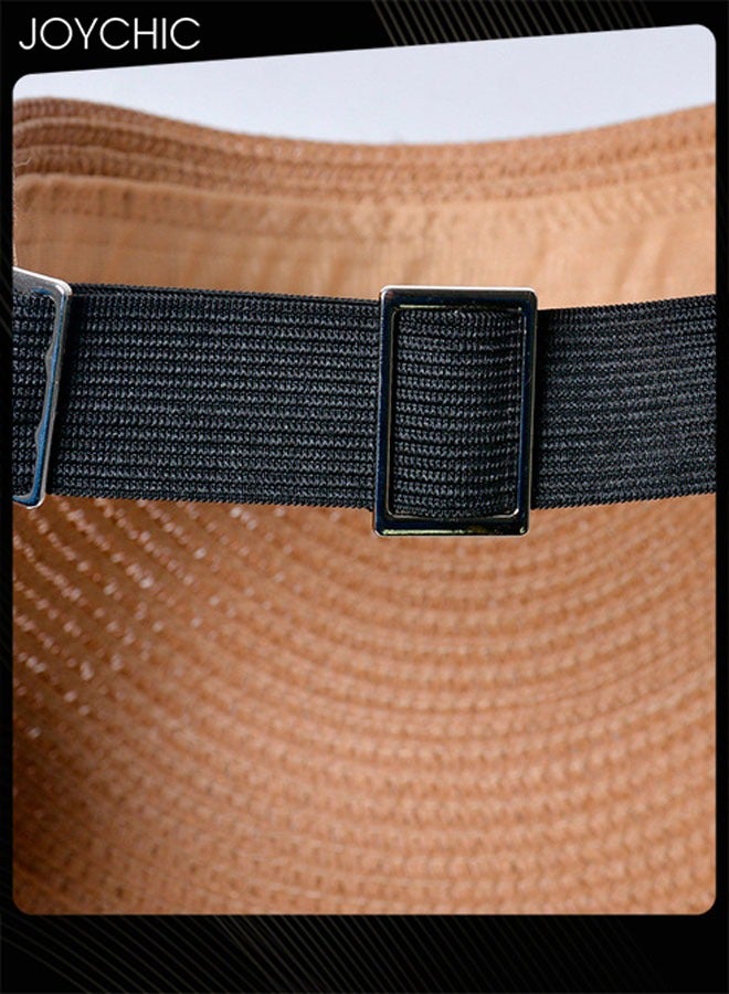 Joychic قبعة شمسية نسائية صيفية بتصميم كوري مع فتحة، قبعة سفر قابلة للطي مصنوعة من القش مع حافة عريضة - Image 4