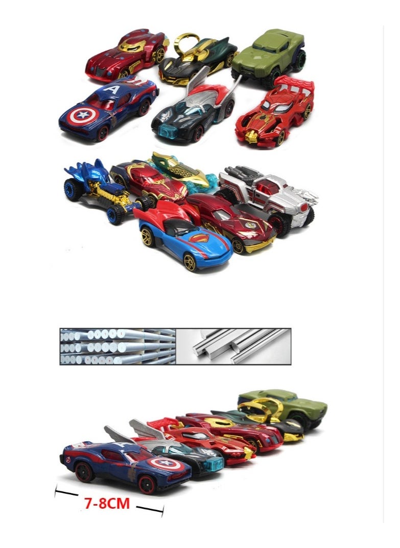 6 Pieces Superhero Toy Car, Avengers Captain Marvel Toy Car Kids Play Car for Birthday Party Gifts Home Decoration and Collection  - Image 3