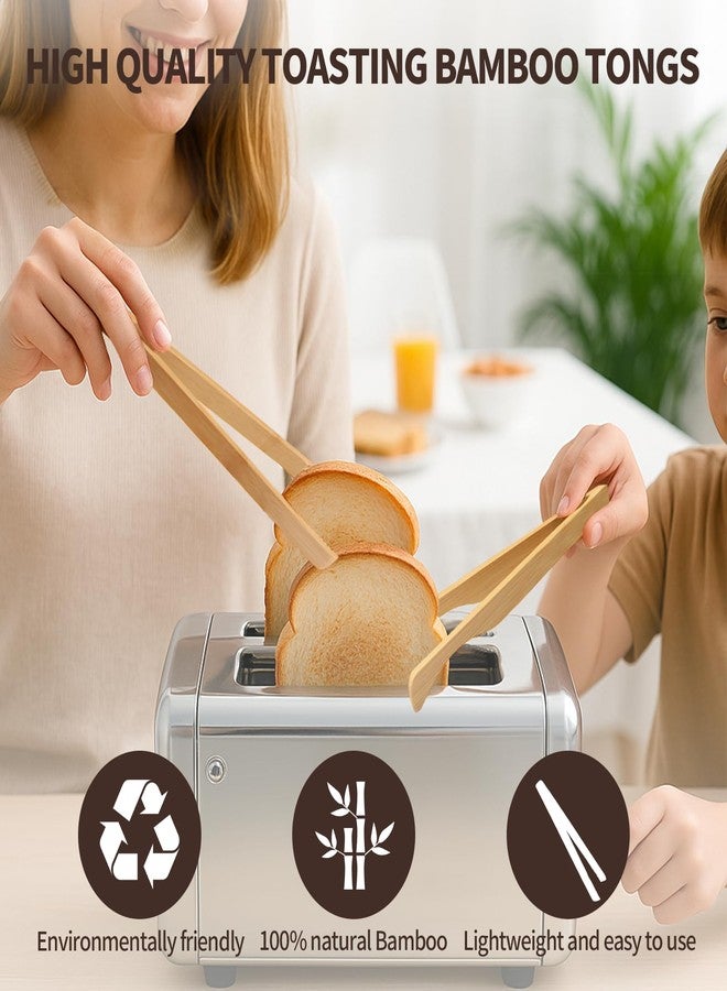 قطعتان من ملقط تحميص الخبز المصنوع من الخيزران الطبيعي، بطول 9.8 بوصة، بتصميم مانع للانزلاق، ومقاوم للحرارة، مناسب للطهي والتقديم. - Image 5