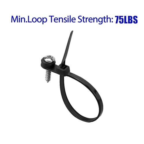 XINGO 110 PCS Black Zip Ties with Screw Hole 7.5 Inch, 75 lbs Mountable head Cable Tie, Multipurpose Heavy Duty Nylon Zip Tie for Indoor & Outdoor Use - Image 5