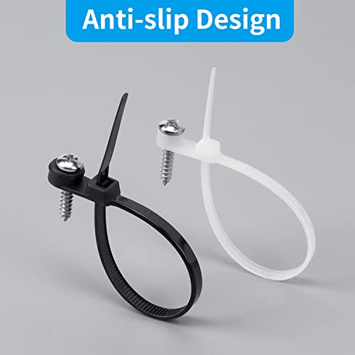 XINGO 110 PCS Black Zip Ties with Screw Hole 7.5 Inch, 75 lbs Mountable head Cable Tie, Multipurpose Heavy Duty Nylon Zip Tie for Indoor & Outdoor Use - Image 4