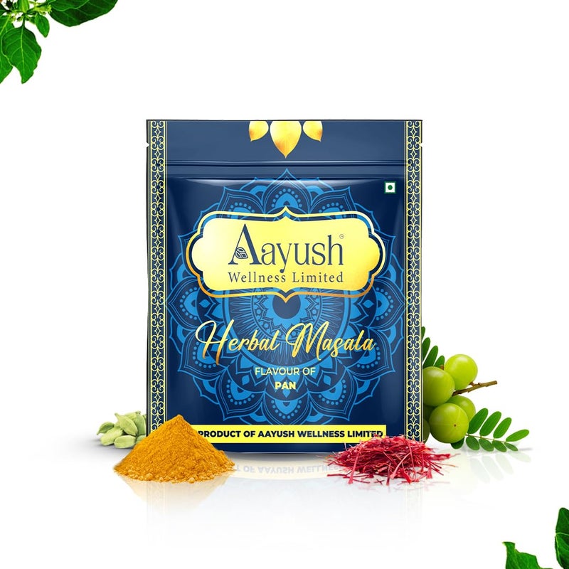 Ayush Herbal Masala (25 Pouch, Pan Flavour) Gutkha Addiction Solution | Nicotine-Free for Tobacco Consumers | Non Addictive, No Spit Formula & Tobacco Free | 250 Grams - Image 1