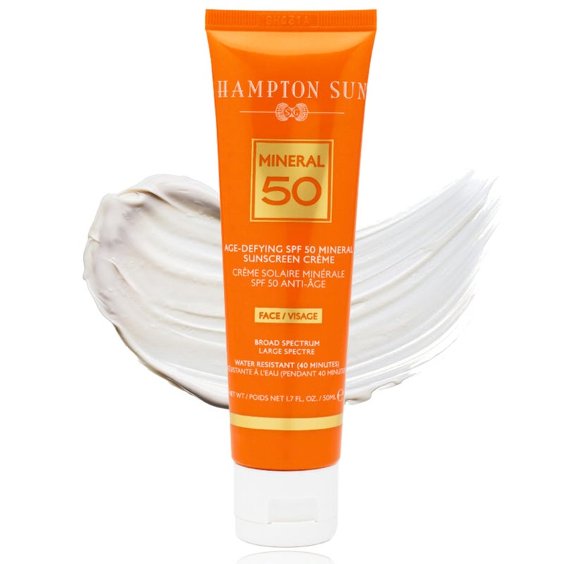 هامبتون صن واقي شمس مضاد للشيخوخة SPF 50 معدني للوجه، 1.7 أونصة سائلة