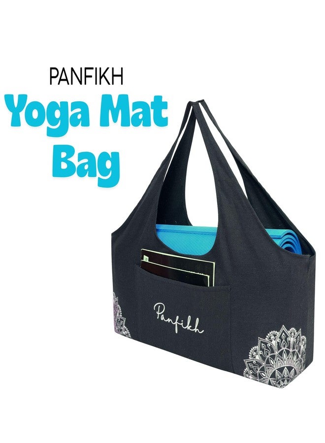 PANFIKH Yoga Mat Carry Bag with Large Storage Pocket - Perfect fit for 6mm to 15 mm Yoga Mats (Black) - Image 2