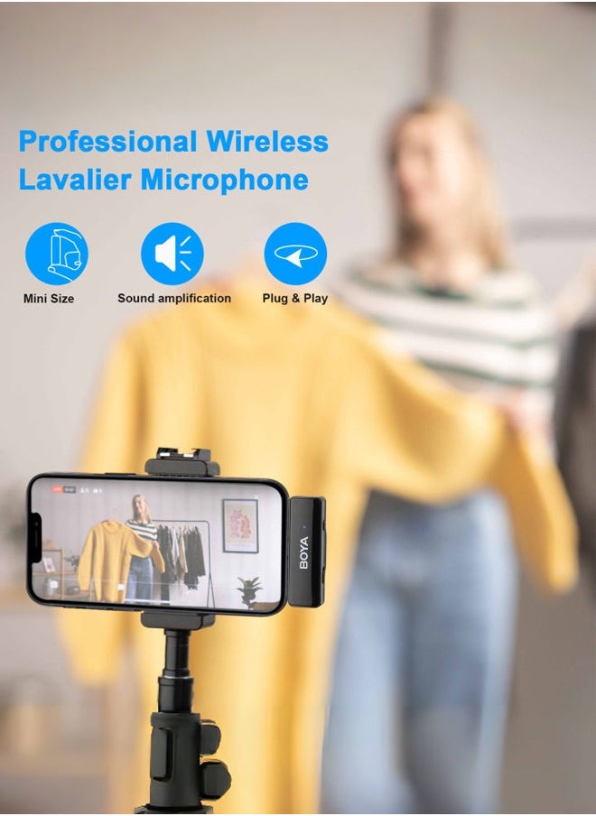 BOYA - BOYALINK-A1 Wireless Lavalier Microphone Wireless,BOYA Wireless Lightweight Lapel Mic for iPhone Android Smartphone Camera,10H Battery Life, Noise Cancellation Condenser(1RX+1TX) - Image 1