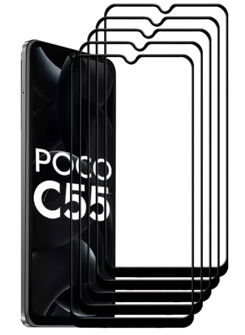ACLIX 5 Pieces Antistatic ESD Dustproof Premium Quality High Definition Tempered Glass Screen Protector Designed For Xiaomi Poco C55 - Image 1