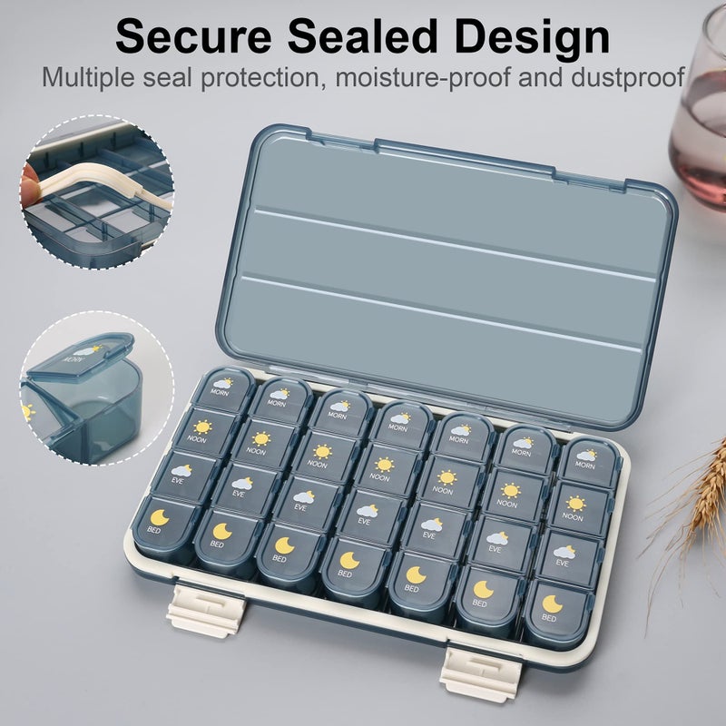 Acedada Pill Organizer 4 Times A Day, Pill Box 7 Day, Acedada Weekly (4X A Day) Travel Medicine Organizer Box, Large Pill Container Case Vitamins Holder Pill Dispenser, Blue - Image 5