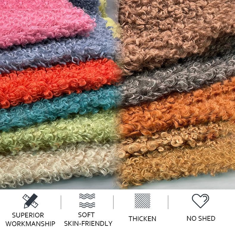 Curly Plush Faux Sherpa Fleece Fabric Furry Faux Fur Fabric for DIY Material Crafts, Apparel, Costume Thermal Lined Material(3 Gray,160x100cm) - Image 2