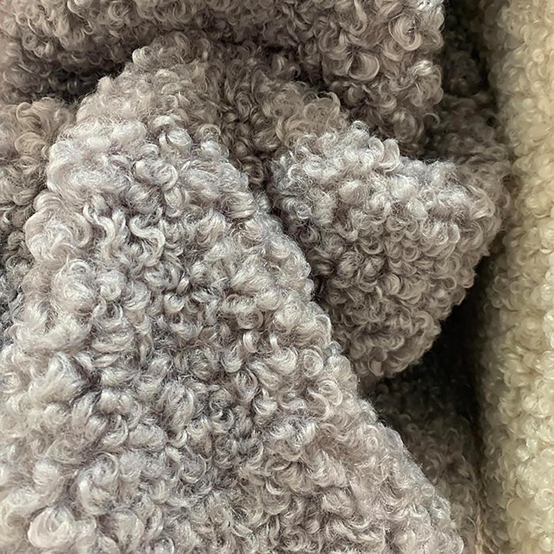 Curly Plush Faux Sherpa Fleece Fabric Furry Faux Fur Fabric for DIY Material Crafts, Apparel, Costume Thermal Lined Material(3 Gray,160x100cm) - Image 1