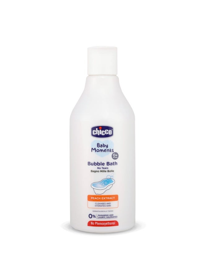 Chicco Baby Moments Bubble Bath, 300ml with Peach extracts | No Tears Formula | Hydrated Skin | Dermatologically Tested | Parabens & Phenoxyethanol Free - Image 1