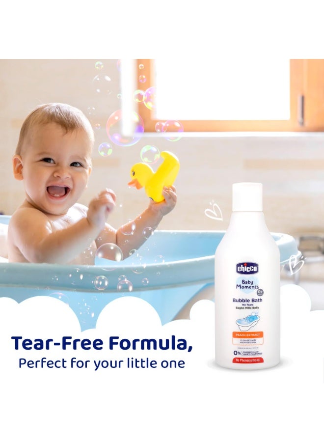 Chicco Baby Moments Bubble Bath, 300ml with Peach extracts | No Tears Formula | Hydrated Skin | Dermatologically Tested | Parabens & Phenoxyethanol Free - Image 2