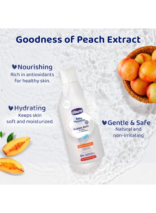 Chicco Baby Moments Bubble Bath, 300ml with Peach extracts | No Tears Formula | Hydrated Skin | Dermatologically Tested | Parabens & Phenoxyethanol Free - Image 3
