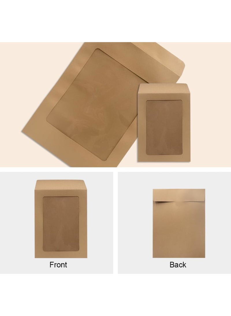 Excefore 15 Window Envelopes, Kraft Envelopes, Clear Window Envelopes for Gift Cards, Greeting Cards, Invitations, Classic Flap Envelopes (32.5 * 22.5cm) - Image 4