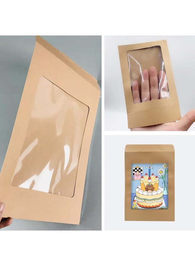 Excefore 15 Window Envelopes, Kraft Envelopes, Clear Window Envelopes for Gift Cards, Greeting Cards, Invitations, Classic Flap Envelopes (32.5 * 22.5cm) - Image 3