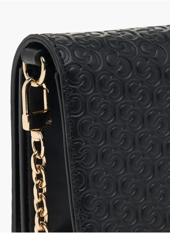 Celeste Womens Monogram Embossed Crossbody Bag With Detachable Chain Strap